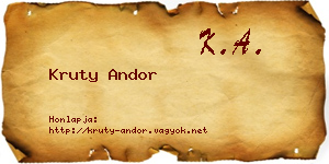 Kruty Andor névjegykártya
